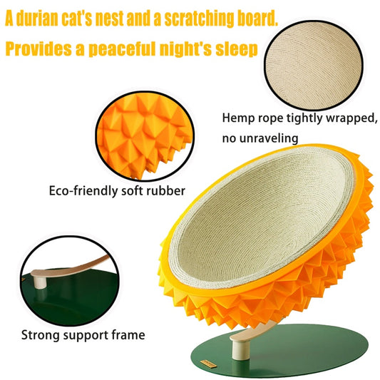Durian Shape Cat Scratching Bed Cat House - Comfortable Sisal Rope Scratching Board With PVC Plastic Combination, 3 In 1 Cat Resting Bed - Suitable For Cat Claw Care, Cute And Sturdy Assembled Pet Fur